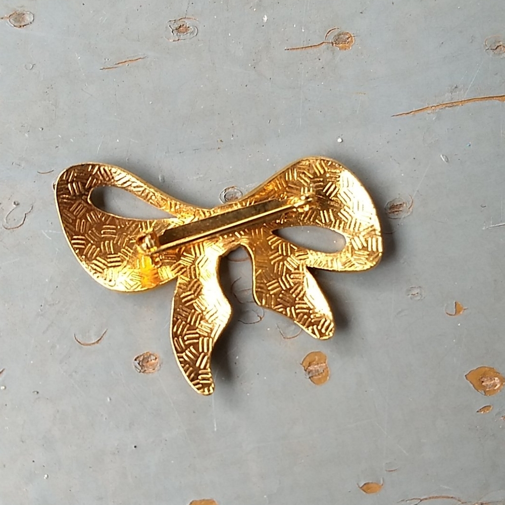 Vintage cloisonne bow brooch - Picture 3 of 3